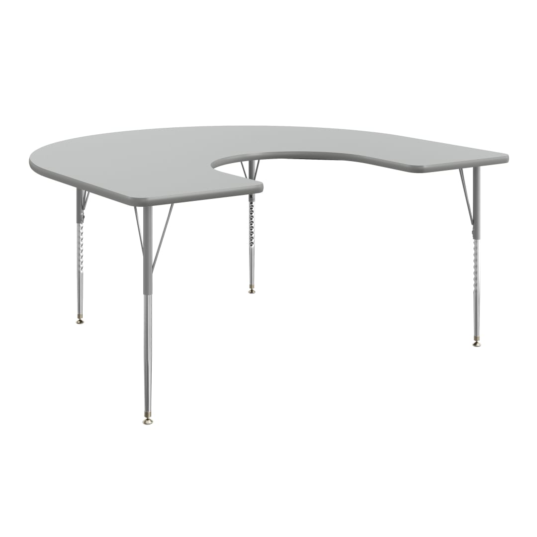 Wren 66'' x 60" Horseshoe Adjustable Height Activity Table, Thermal Laminate Top, Standard Legs, Gray