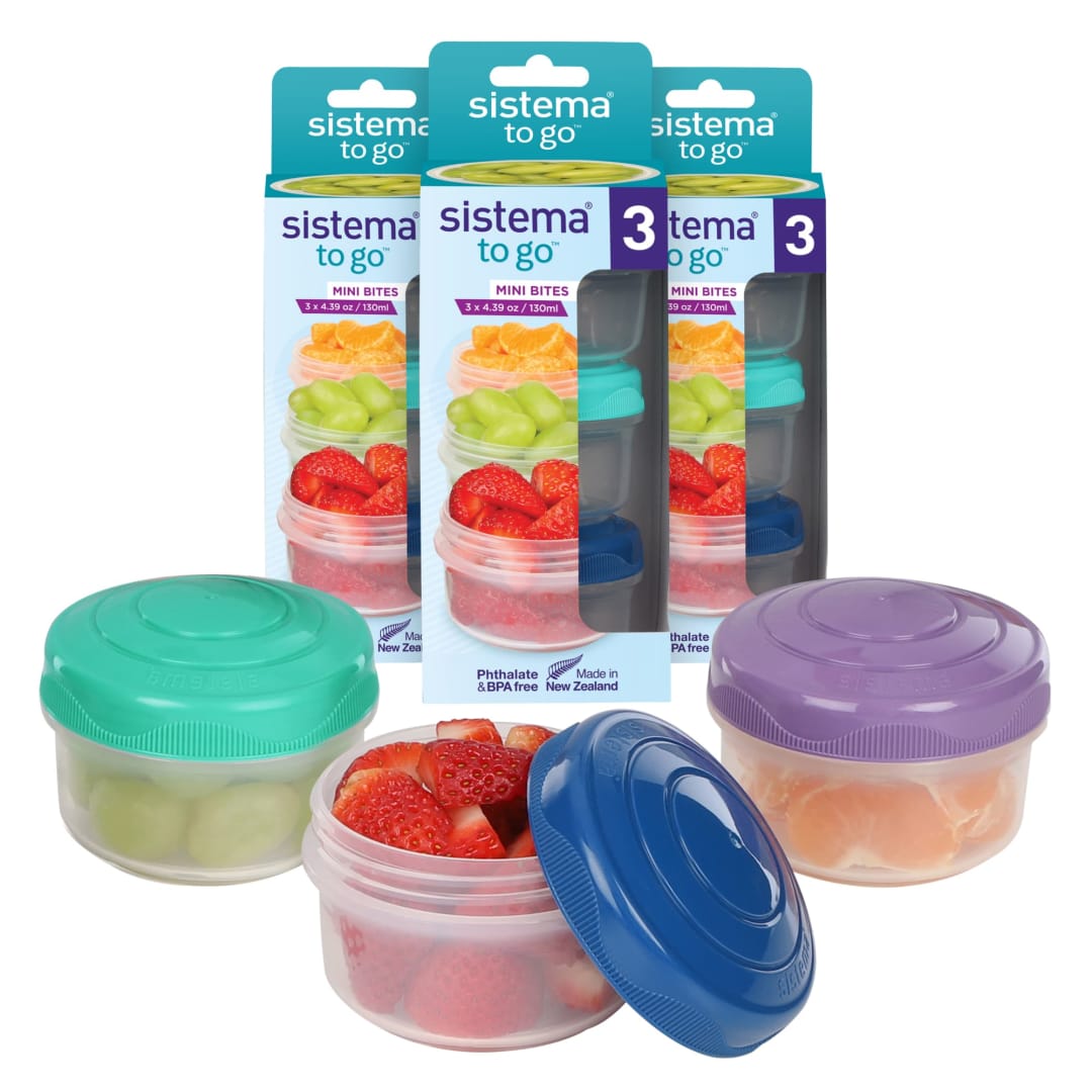 Sistema Snack Pots Mini Bites TO GO | 130 ml | Stackable Snack Boxes with Lids | BPA-Free | 9 Count