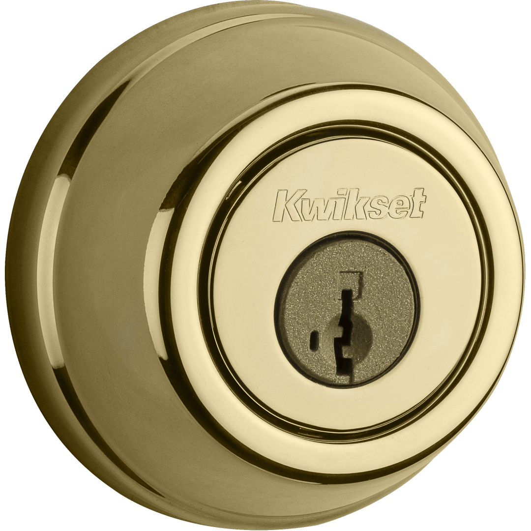 910 Signature Series Traditional Deadbolt featuring SmartKey Security™ and Home Connect Technology in Lifetime Polished Brass