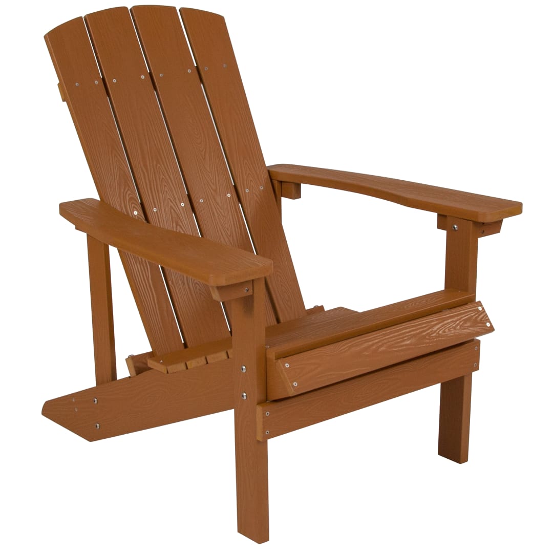 Charlestown Commercial All-Weather Poly Resin Wood Adirondack Chair in Teak