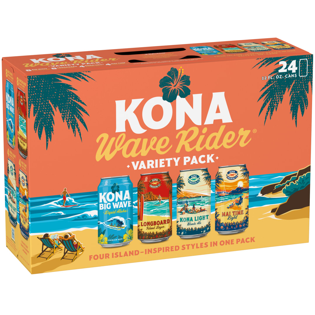 Kona Wave Rider Liquid Aloha Beer Variety Pack 24 - 12 fl oz Cans