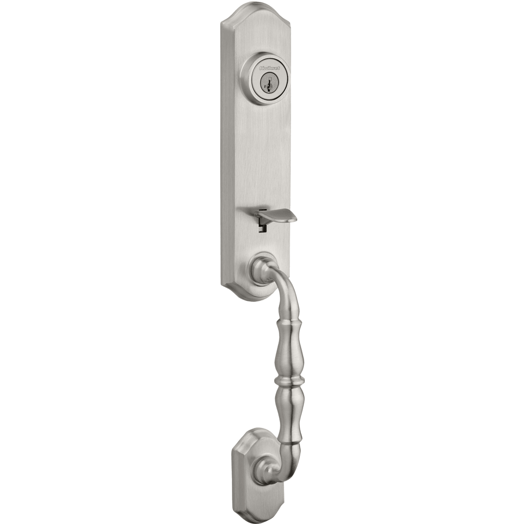 Amherst Double Cylinder Exterior Only Handleset featuring SmartKey Security™ in Satin Nickel