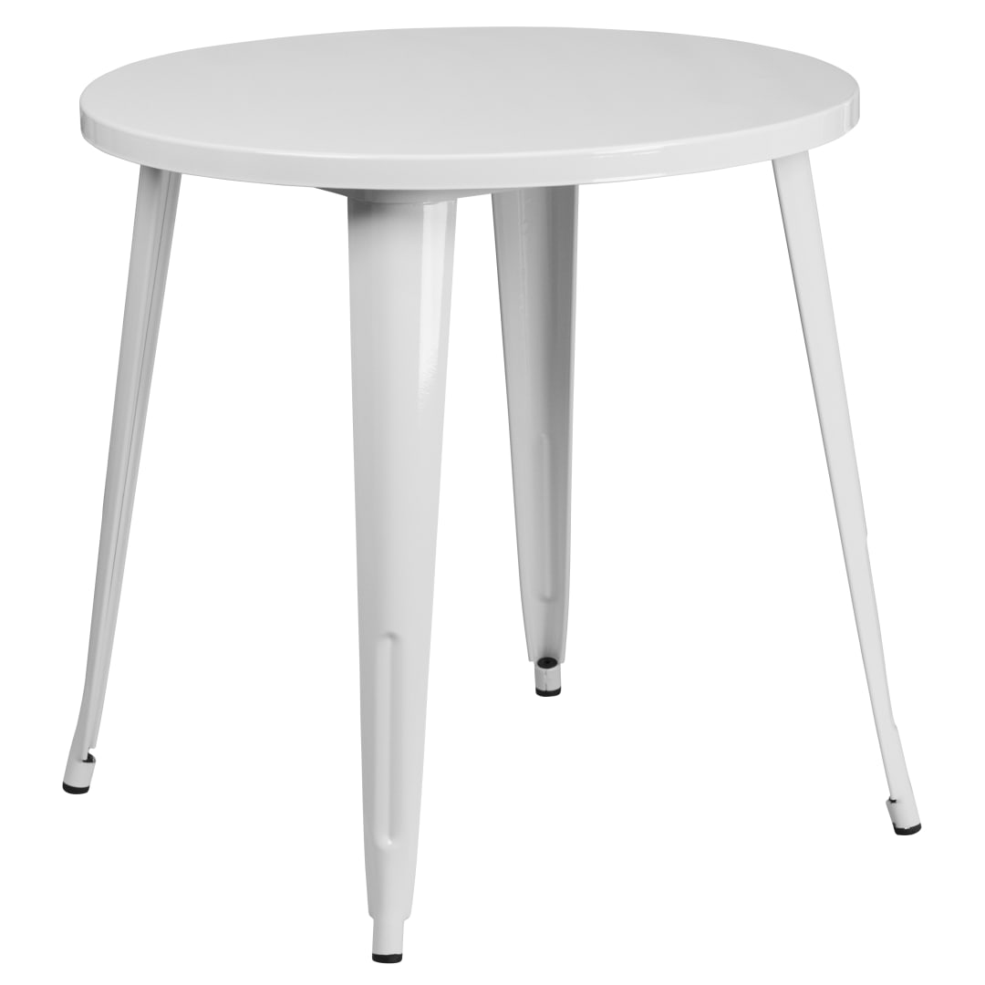 Jeffrey Commercial Grade 30" Round White Metal Indoor-Outdoor Table