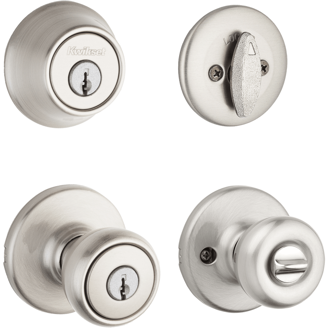 690 Tylo Keyed Entry Knob and Single Cylinder Deadbolt Combo Pack in Satin Nickel