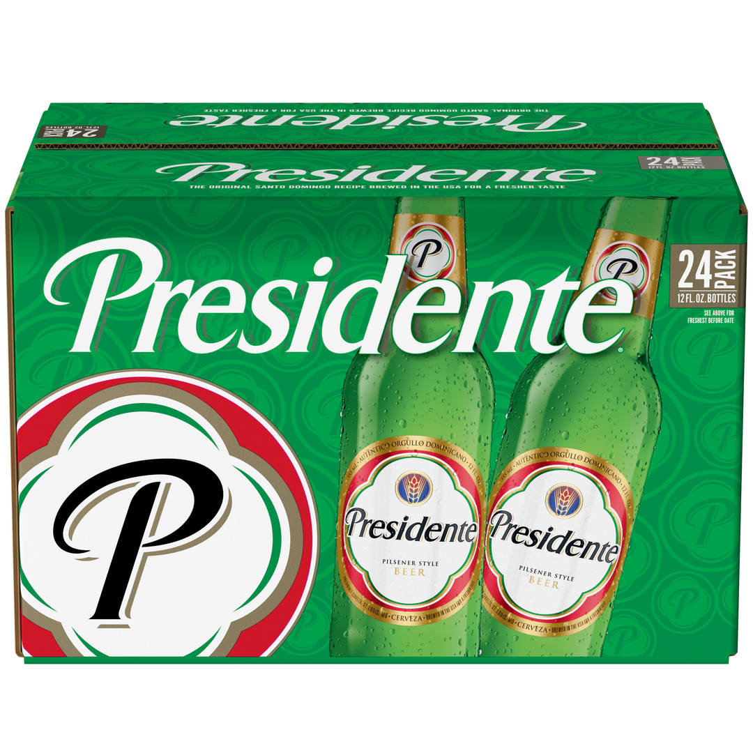Presidente Pilsener Style Beer, 24 Pack 12 fl. oz. Bottles, 5% ABV