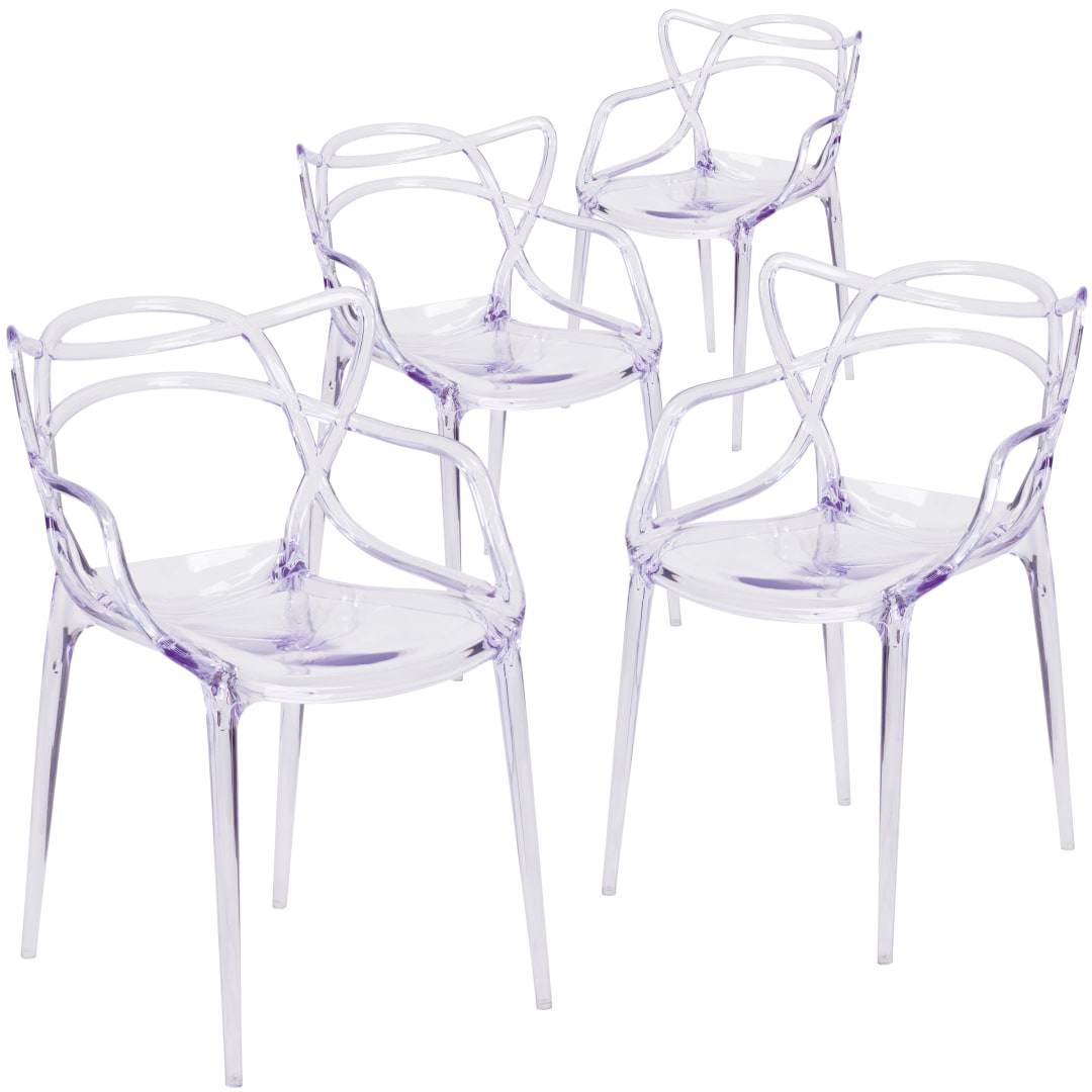 Josh 4 Pack Nesting Series Transparent Stacking Side Chair