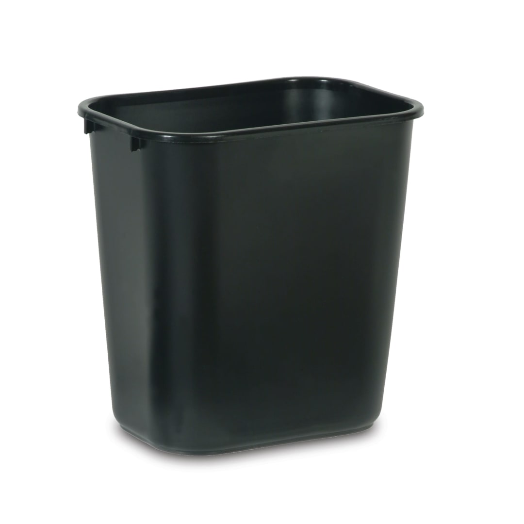 Rubbermaid Commercial Products Wastebasket/Trash Can, 7-Gallon/28-Quart, Black, Plastic, for Bedroom/Bathroom/Office, Fits Under Desk/Sink/Cabinet, Pack of 4