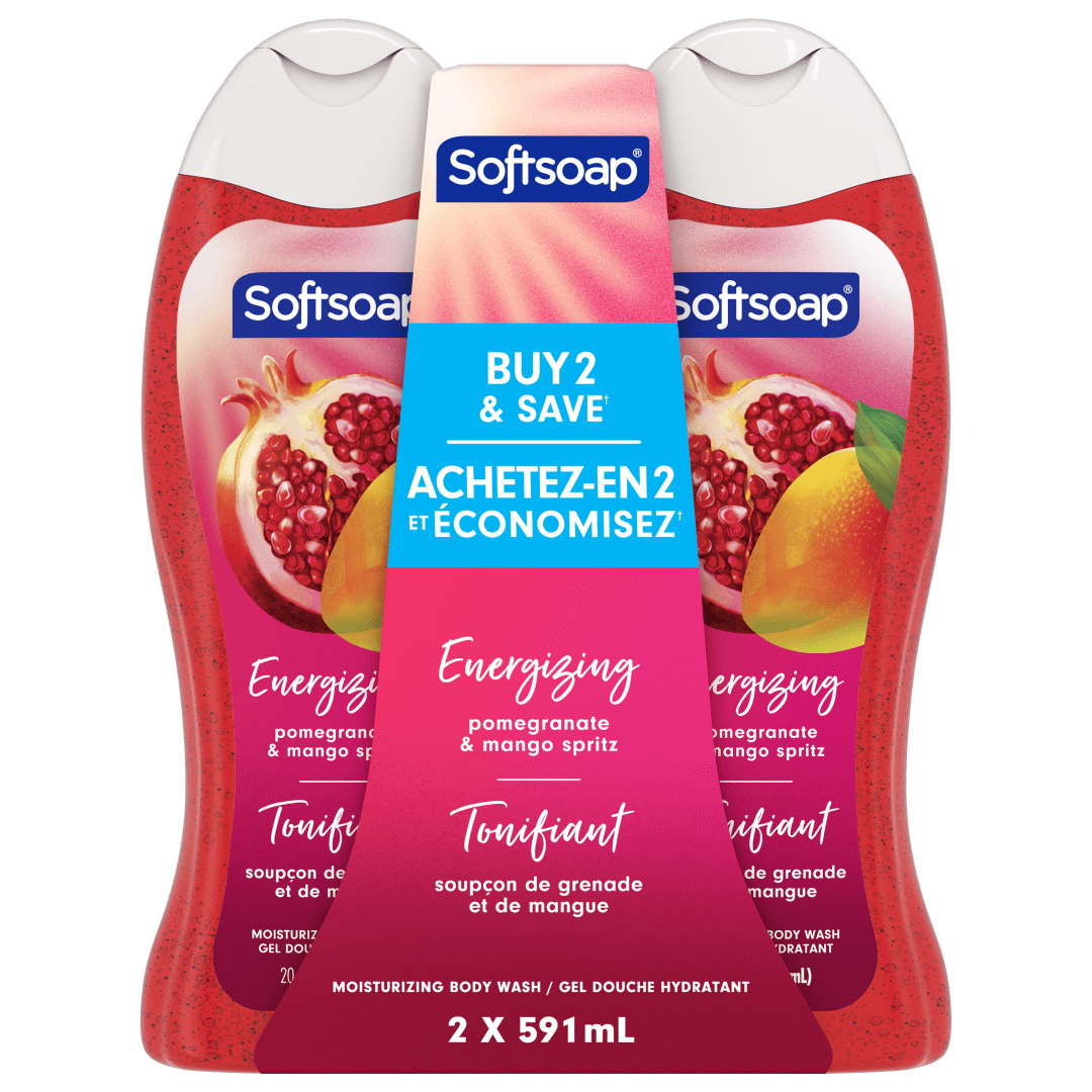 Softsoap Energizing Moisturizing Body Wash, Pomegranate and Mango Spritz Scent, 591 mL (2 Pack)