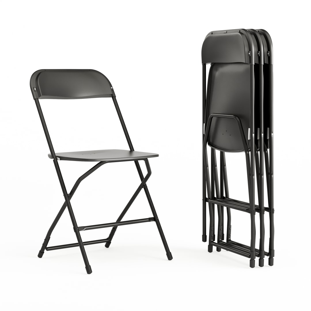 Hercules Series Plastic Folding Chair - Black - 4 Pack 650LB Weight Capacity Comfortable Event Chair - Lightweight Folding Chair -
