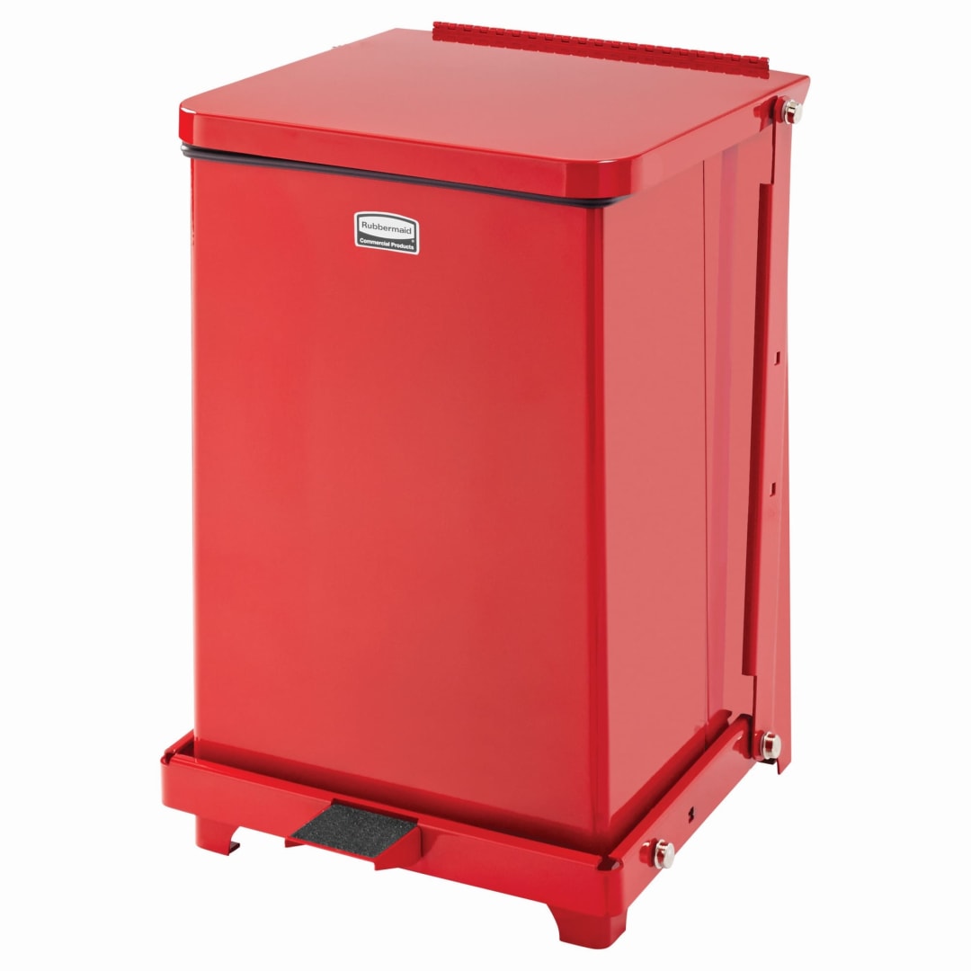 Rubbermaid Commercial Products Defenders® 4 Gal Square Step Trash Can, Red