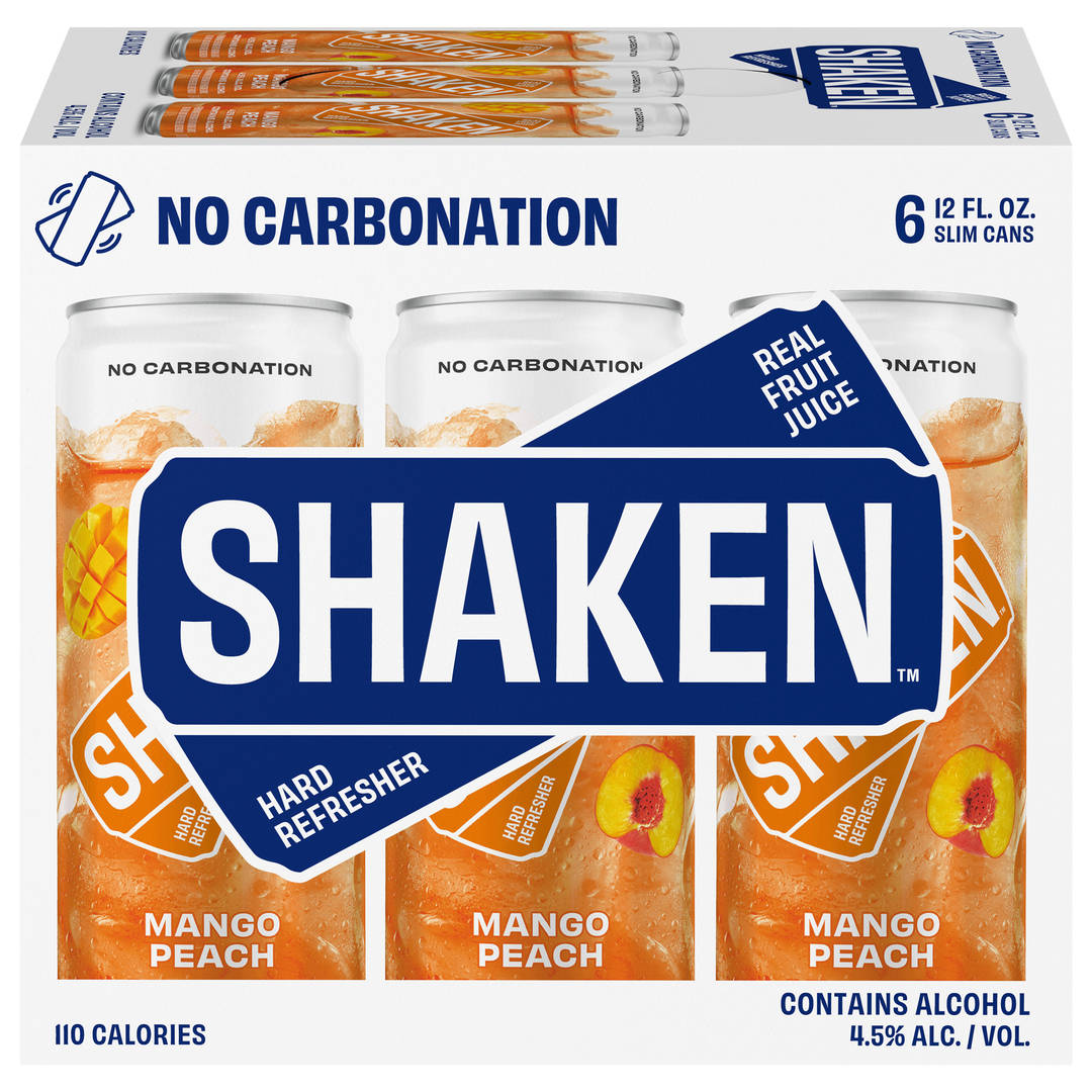 Shaken Mango Peach Premium Malt Beverage 6 - 12 fl oz Slim Cans