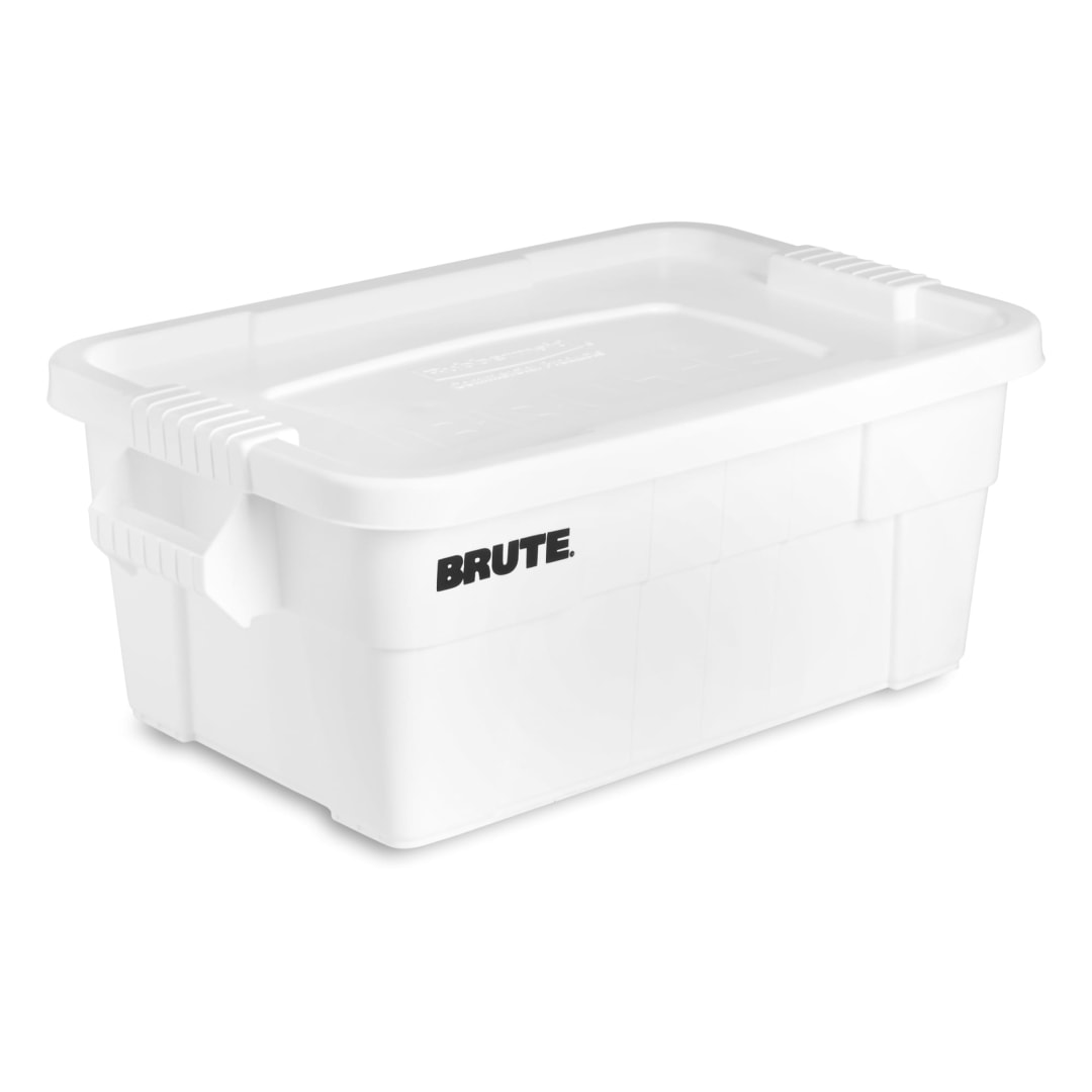 BRUTE® 14 GAL TOTE WITH LID, WHITE