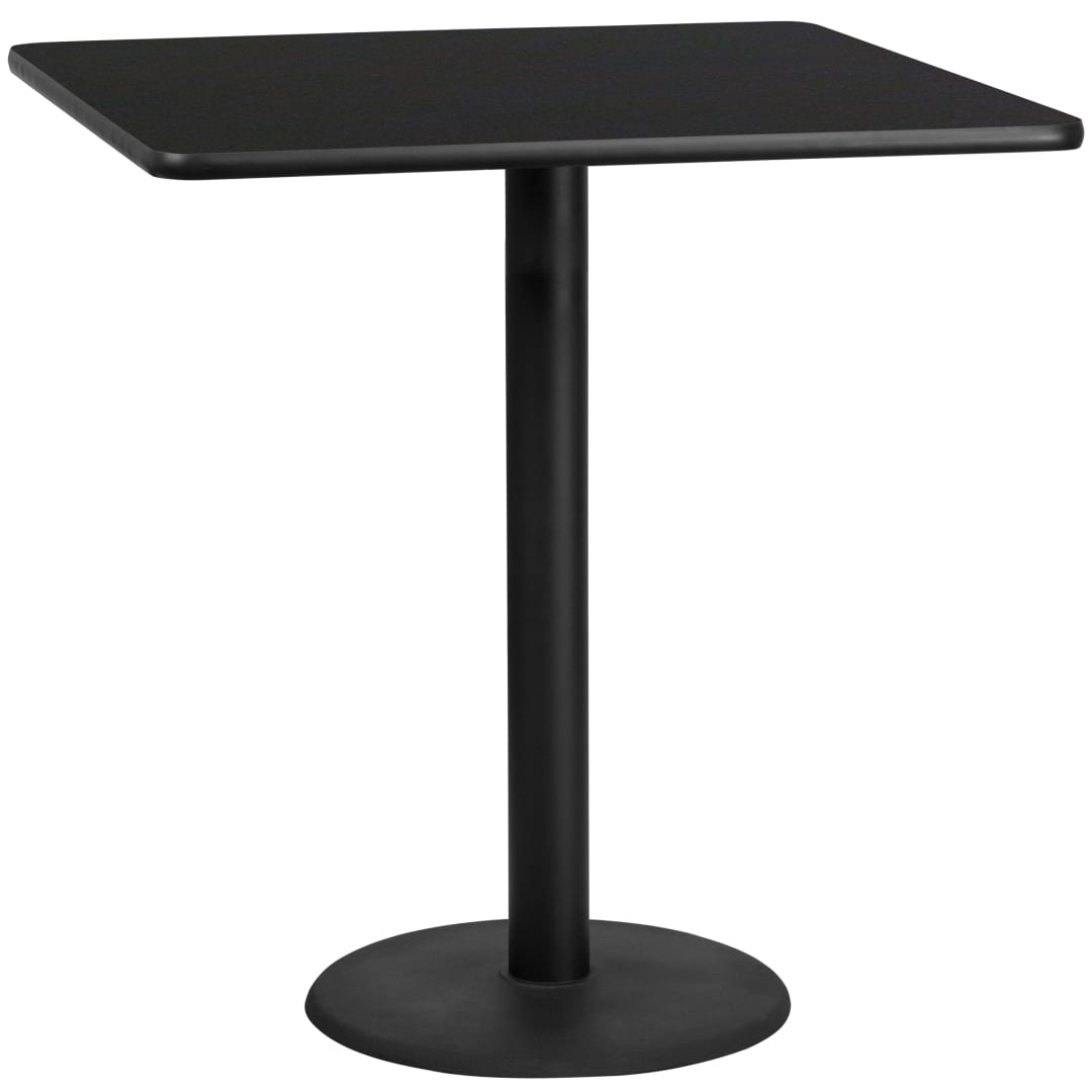 Stiles 42'' Square Black Laminate Table Top with 24'' Round Bar Height Table Base