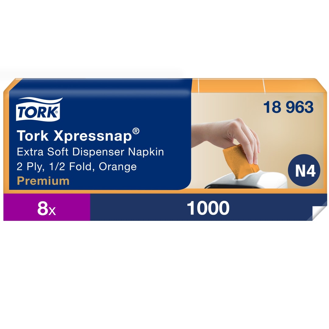 Tork Xpressnap® Extra Soft Orange Dispenser Napkin