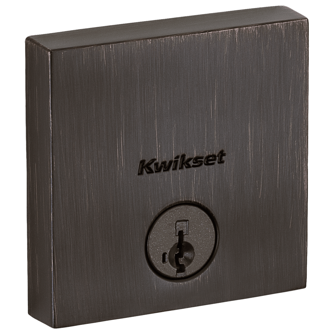 Downtown Single Cylinder Deadbolt in Venetian Bronze featuring SmartKey Security