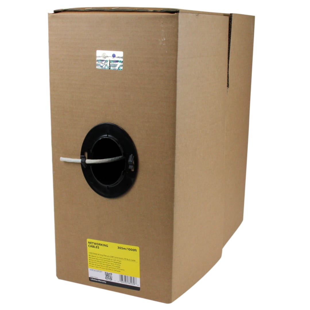 1000ft Plenum Rated Solid Cat6 Ethernet Bulk Cable