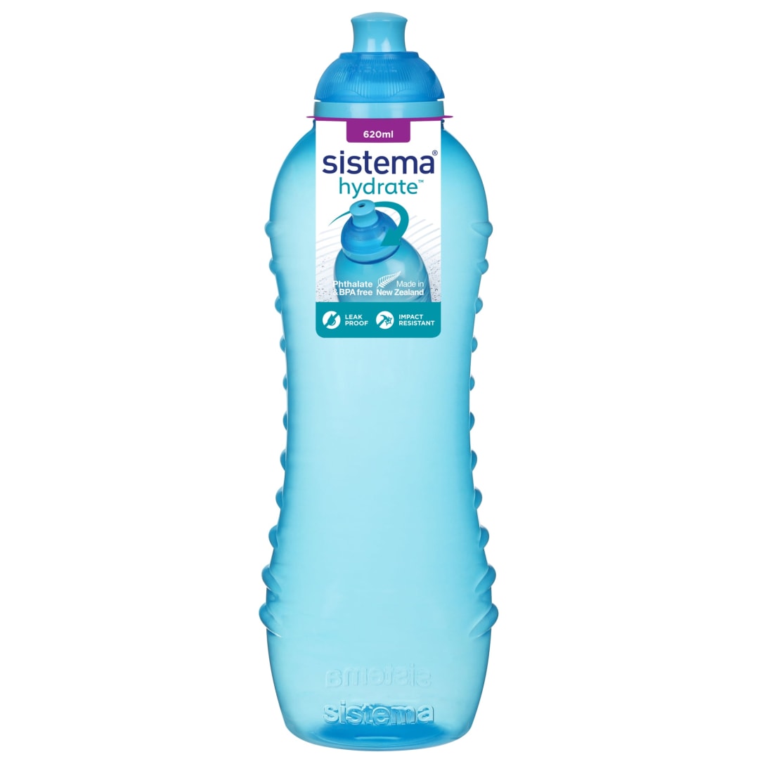 Sistema Twist 'n' Sip Squeeze Sports Water Bottle | Leakproof Water Bottle | 620ml. | BPA-Free | Blue [A795-3]