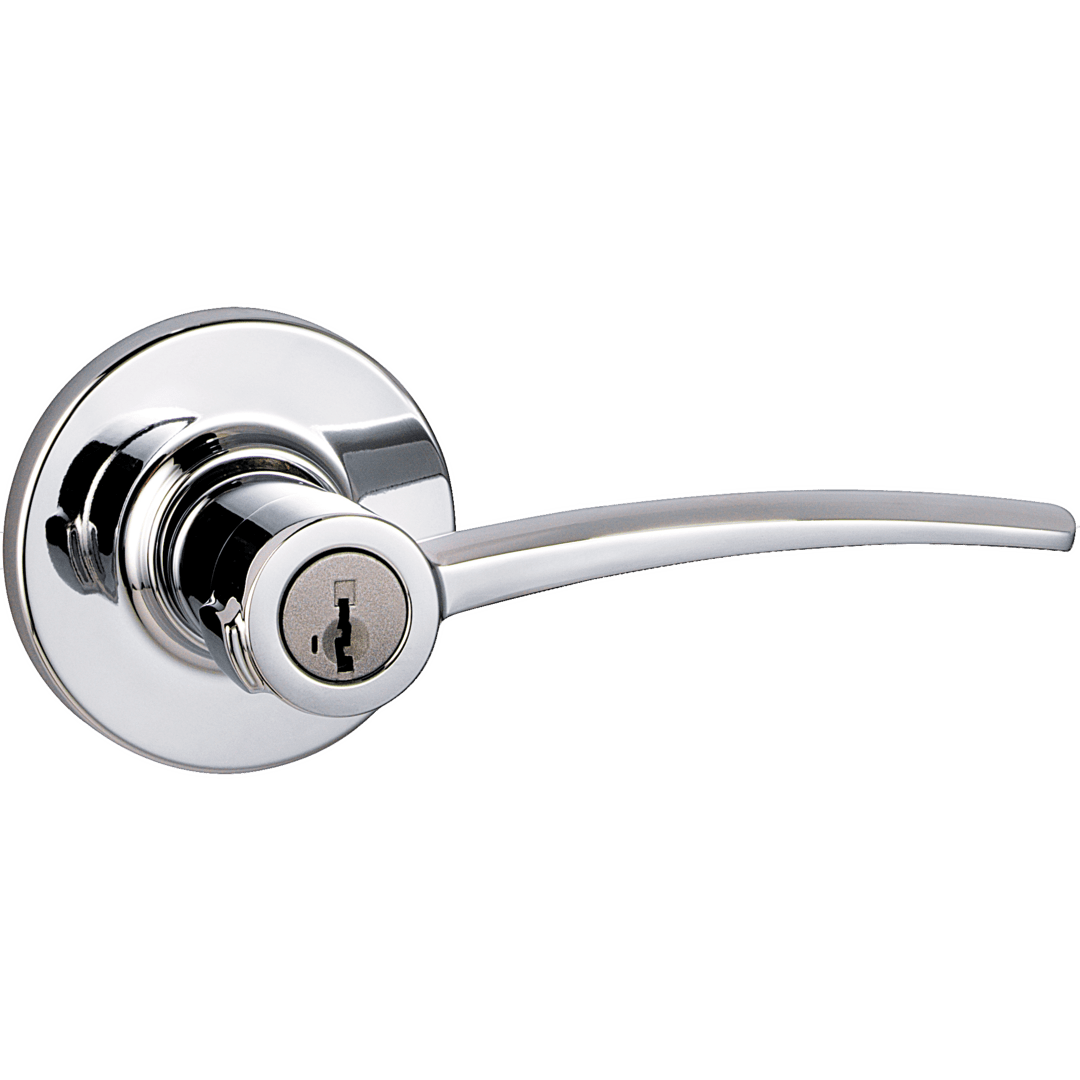 Katara Round Keyed Entry Lever featuring SmartKey Security™ in Polished Chrome