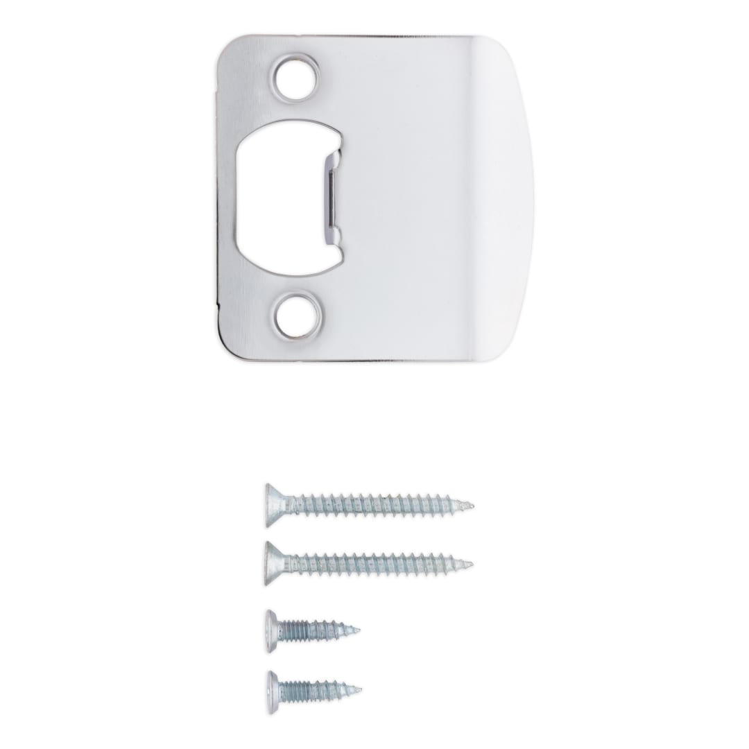 Round Corner Extended Lip Strike for Knob/Lever in Polished Chrome or Satin Chrome Finish
