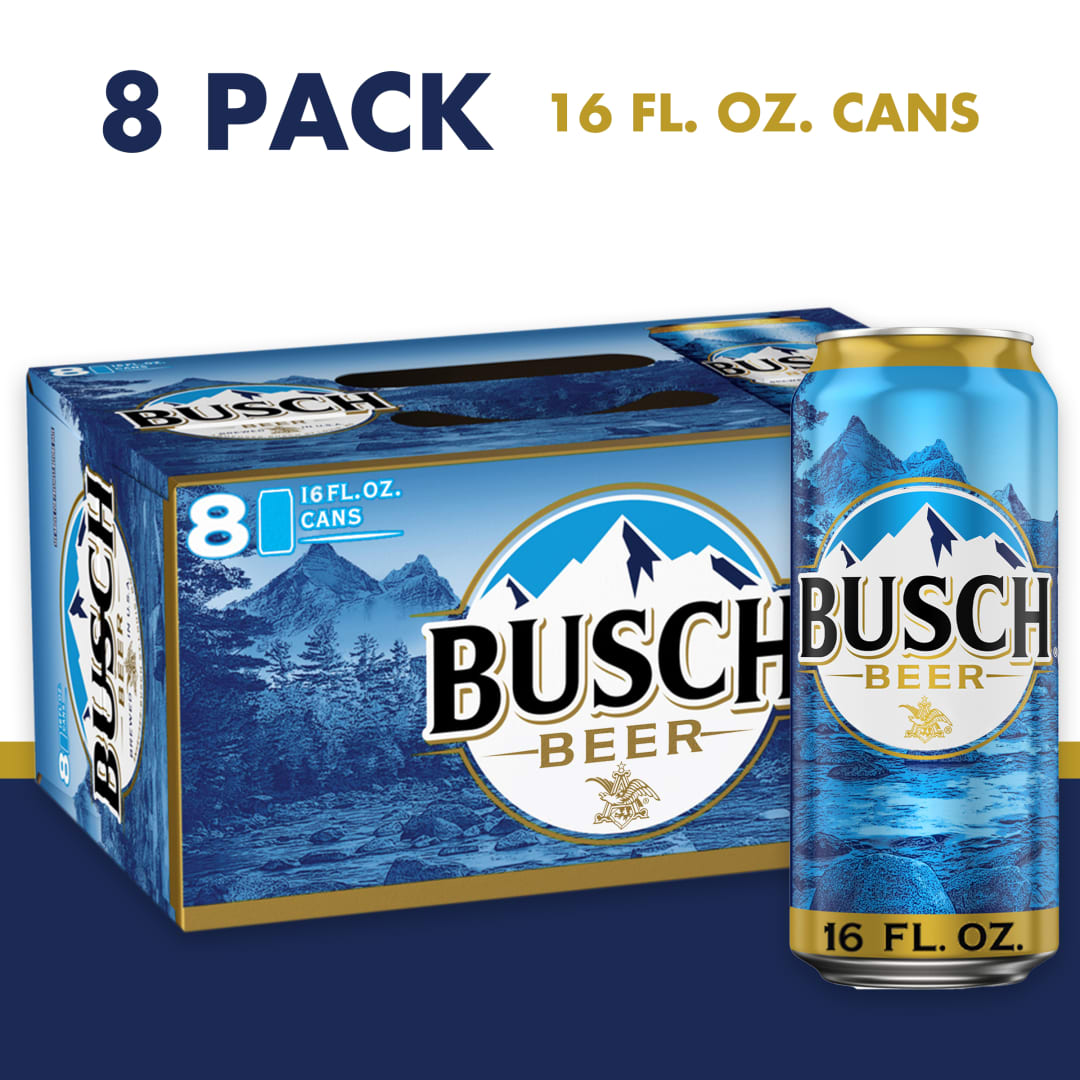 Busch Beer, 8 Pack Beer, 16 FL OZ Cans