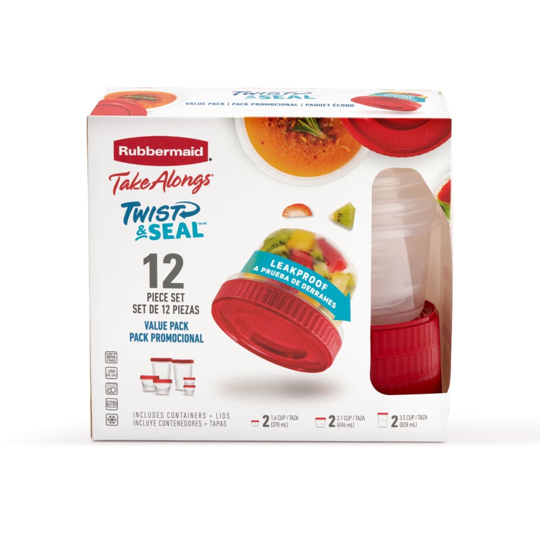 Rubbermaid Takealongs 12 Piece Food Storage Set, Red