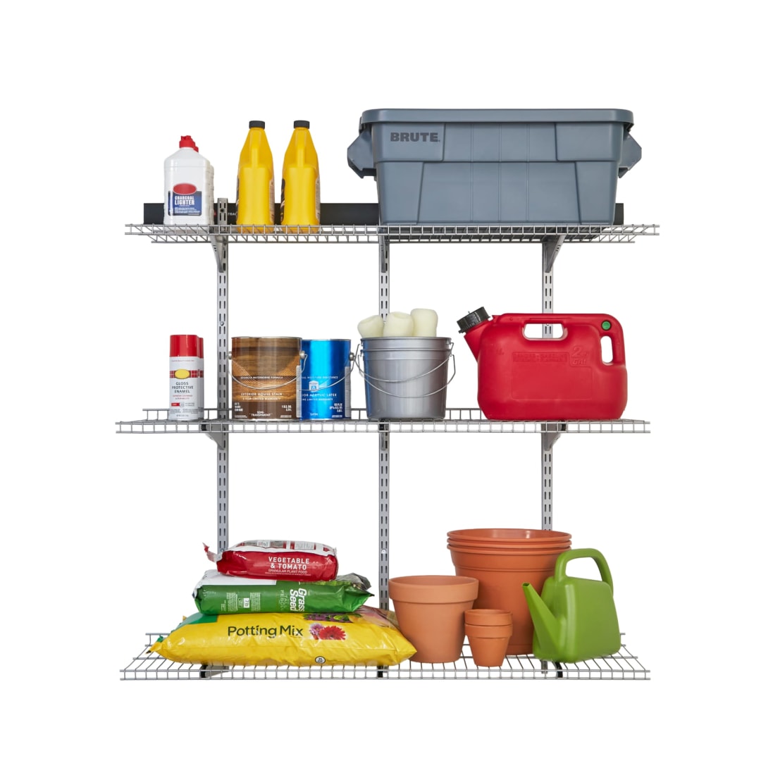 Rubbermaid Garage FastTrack Rail Shelf Kit, 16-Piece, Black