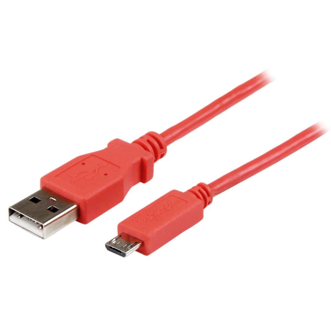 1m Phone Charge Cable USB to Thin Micro USB - Pink