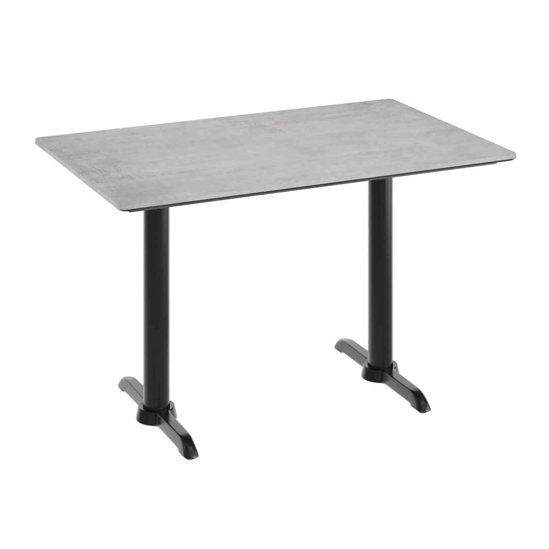 TopGuard 48" x 30" Tabletop, Gray Faux Concrete, Seamless Surface Technology, 5x22 Black Table Height T-Bases, Moisture, Scratch, Heat, UV Resistant