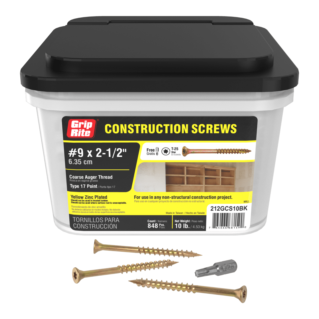 Grip-Rite #9X2-1/2" Construction Screw T25 10# Bkt Hand Drive Interior General Construction Screws