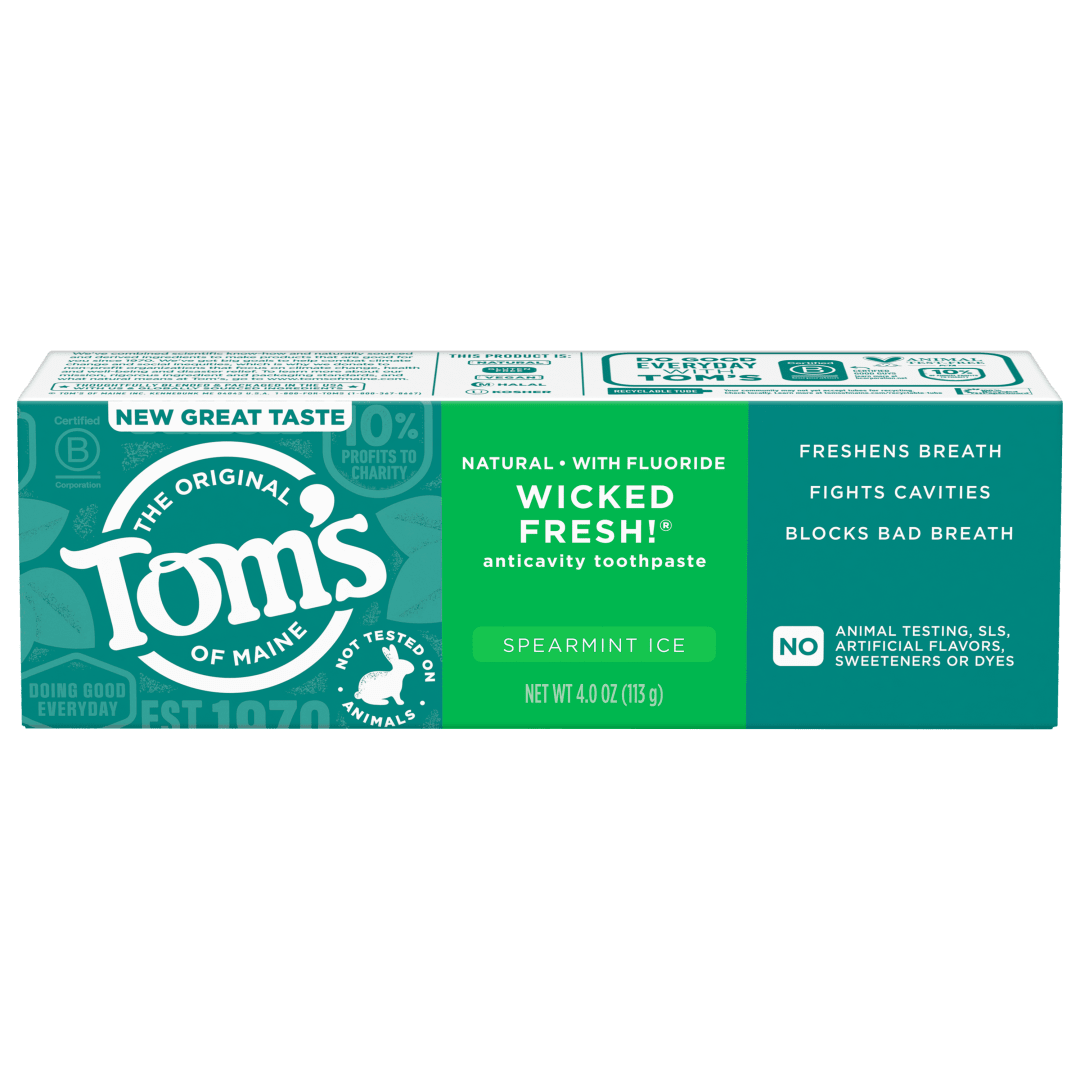 Tom's of Maine Wicked Fresh Natural Anticavity Toothpaste with Fluoride, Spearmint Ice, 4.0 oz