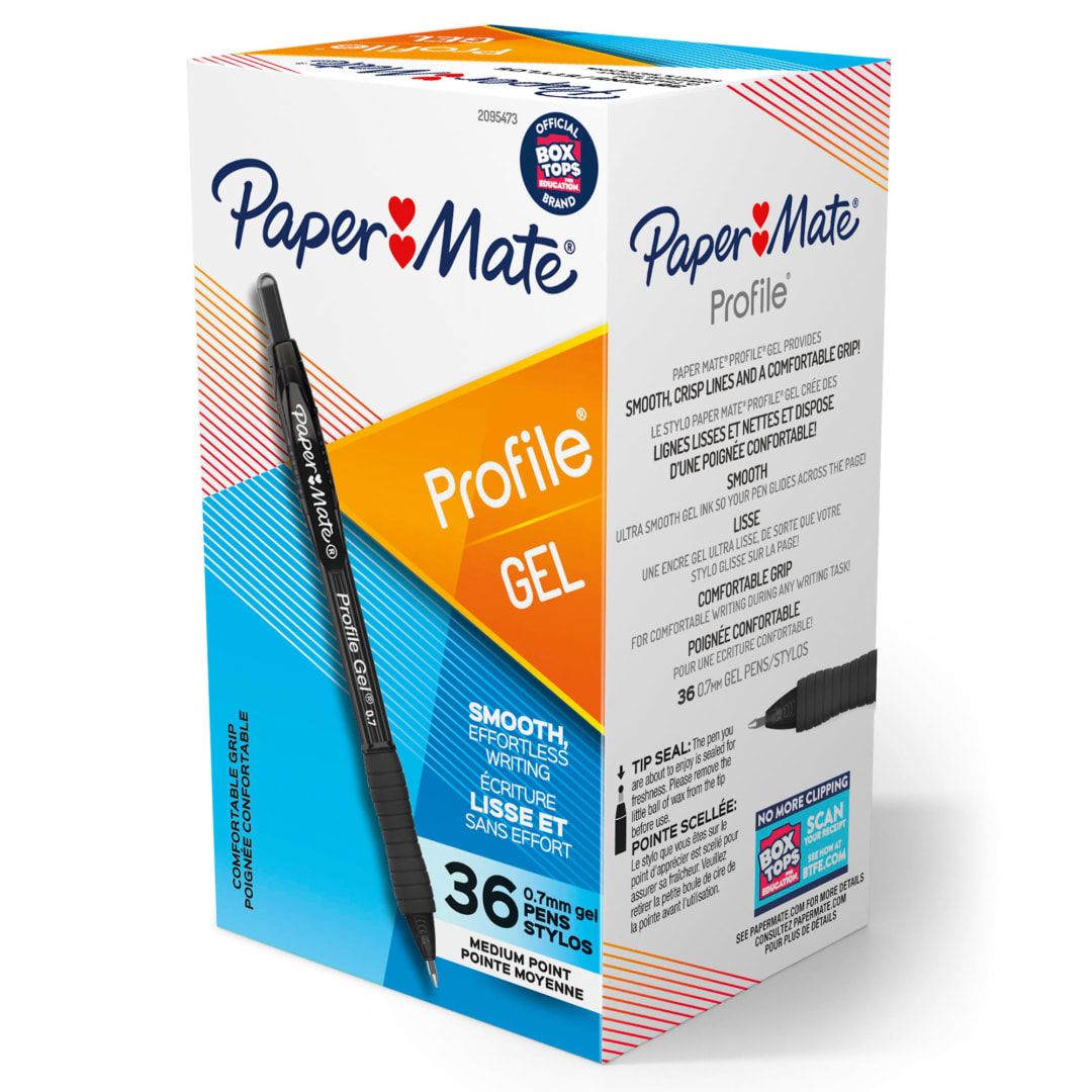 Paper Mate® Gel Pen, Profile Retractable Pen, 0.7mm, Black, 36 Count