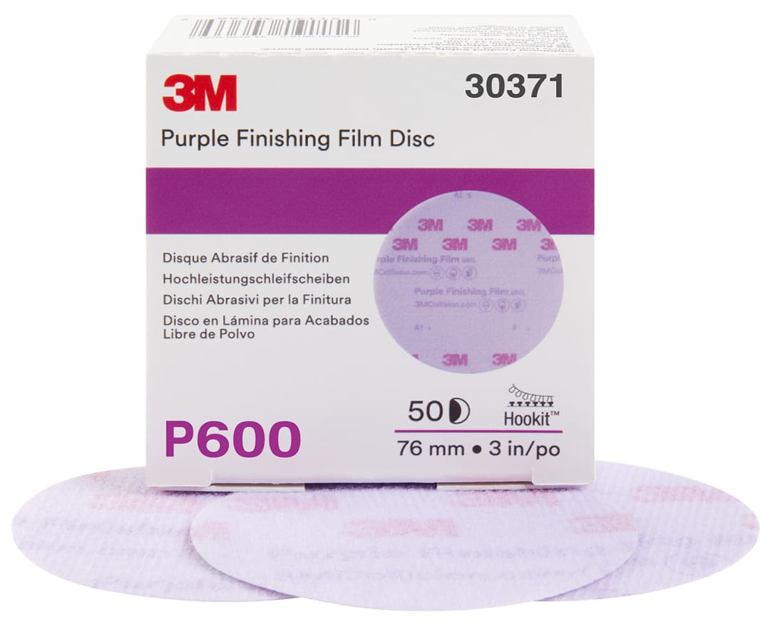 3M™ Hookit™ Mor Finisaj Filmi Disk Zımpara 260L, 75 mm, Deliksiz, P600, 30371