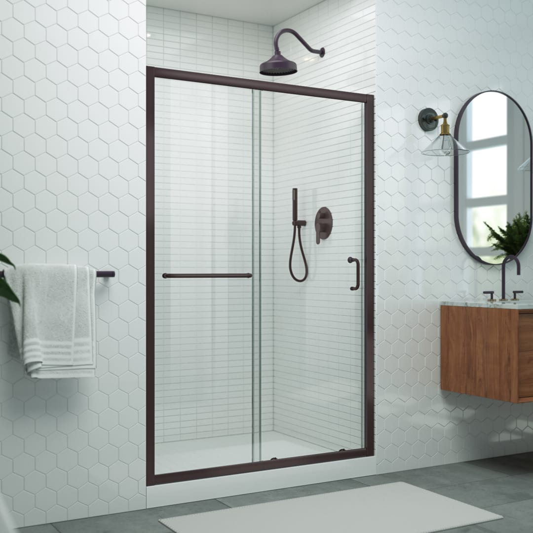 DreamLine Levantine 44-48 inch W x 72 inch H Semi-Frameless Sliding Shower Door, Clear Glass in Oil Rubbed Bronze