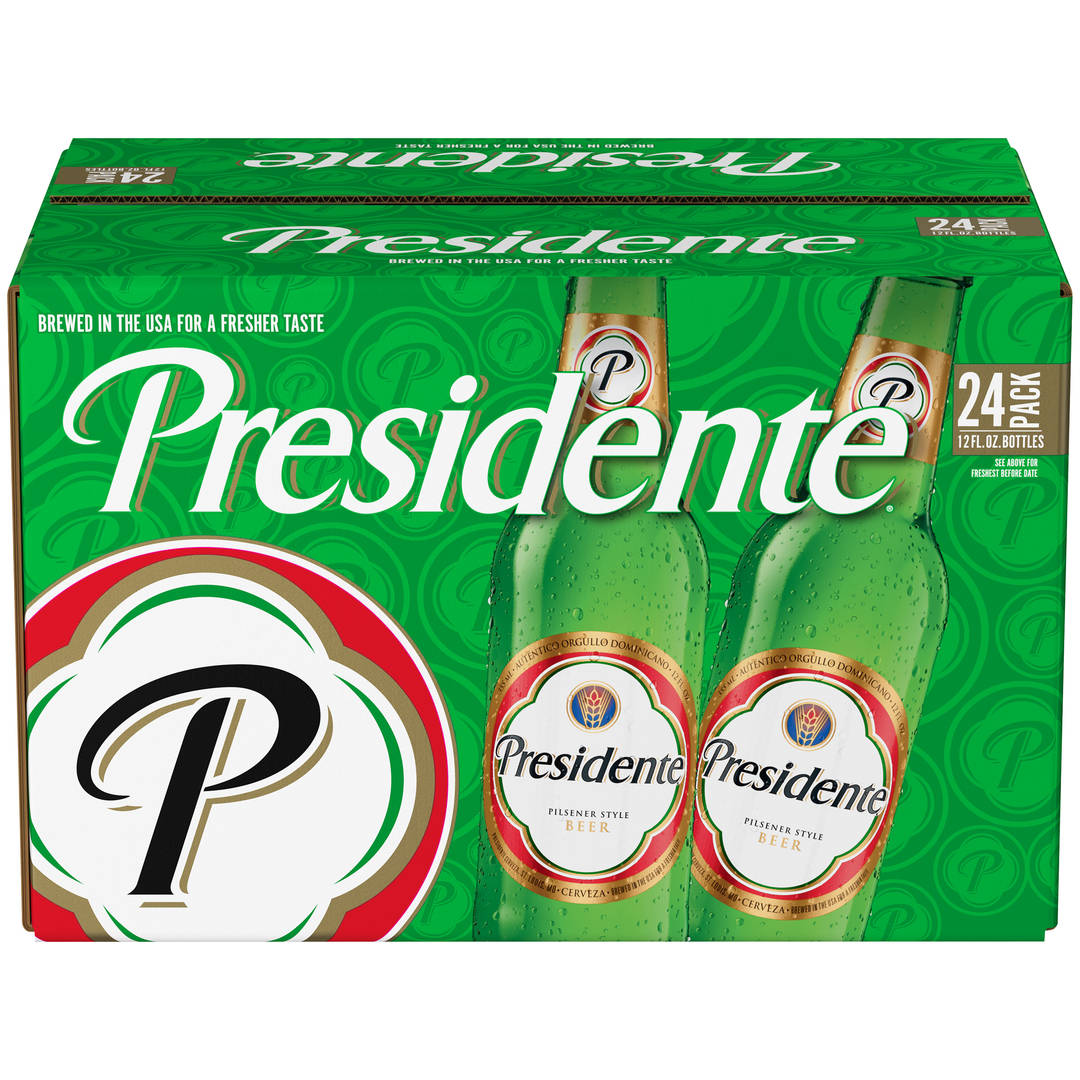 Presidente Pilsener Style Beer, 24 Pack 12 fl. oz. Bottles, 5% ABV
