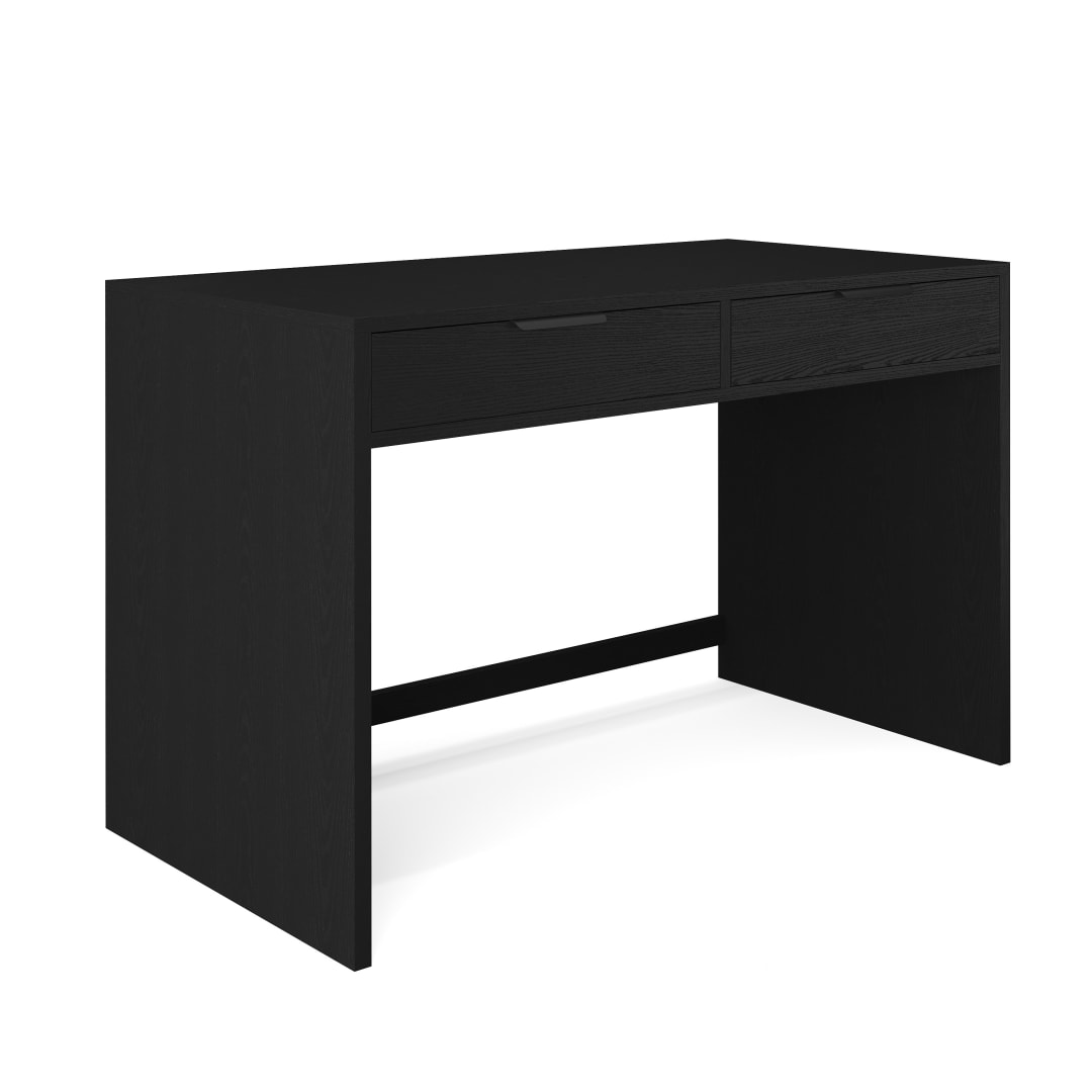 Kayden Home Office Modular 2 Drawer Desk in Black with Oil Rubbed Bronze Hardware
