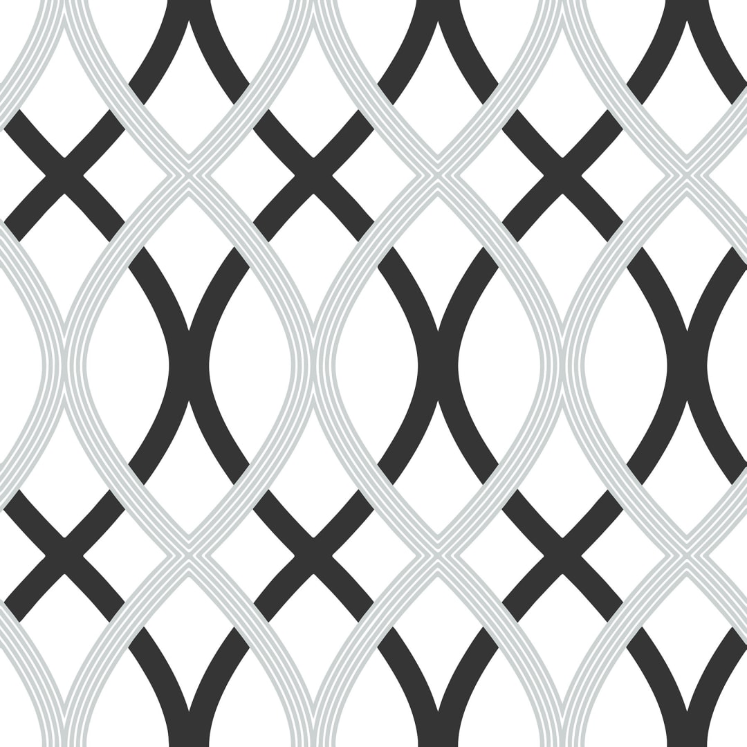 Black &amp; Silver Lattice Peel &amp; Stick Wallpaper