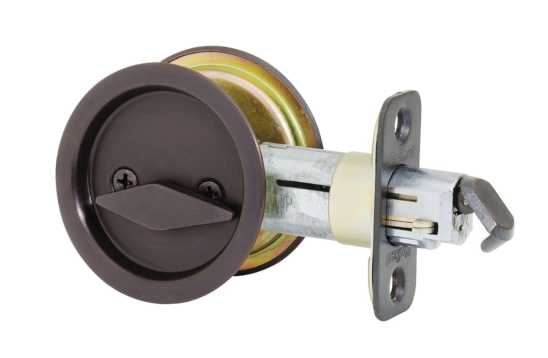 335 Round Bed/Bath Pocket Door Lock in Oil Rubbed Bronze
