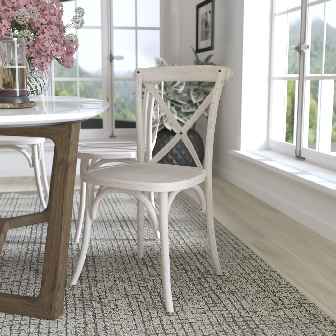 2-Pack Advantage Hand Stained White Resin X-Back Chair