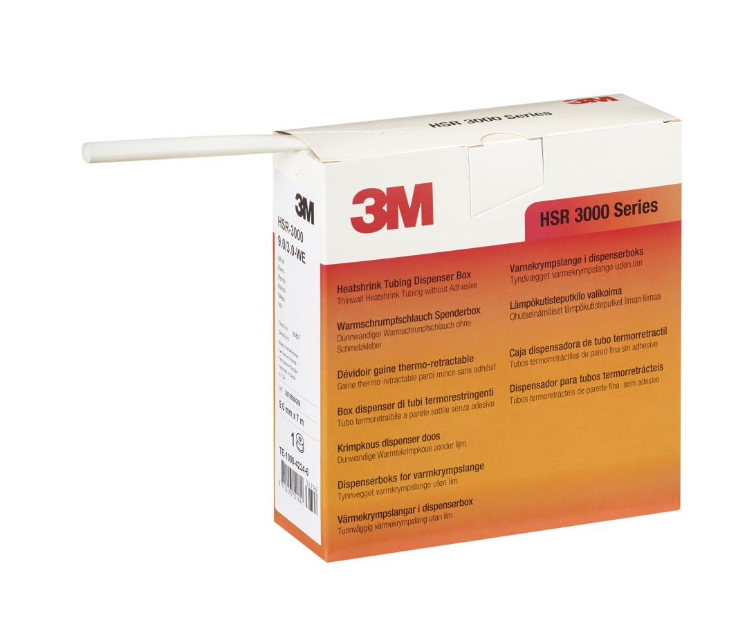 3M™ HSR-3000 Teplom zmršťujúce sa trubice 9,0/3,0 mm, biele, zásobník