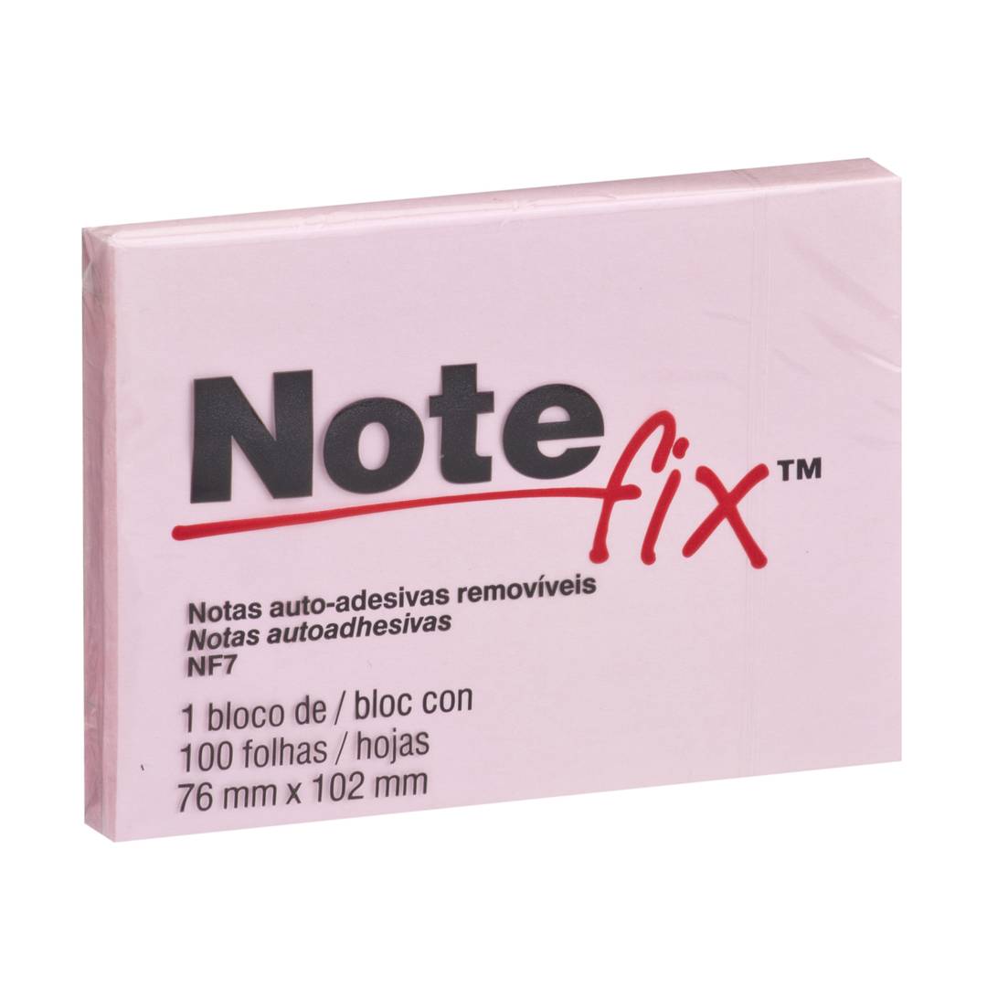 Bloco Adesivo Notefix™, Rosa, 76 mm x 102 mm, 1 Bloco/ 100 Folhas