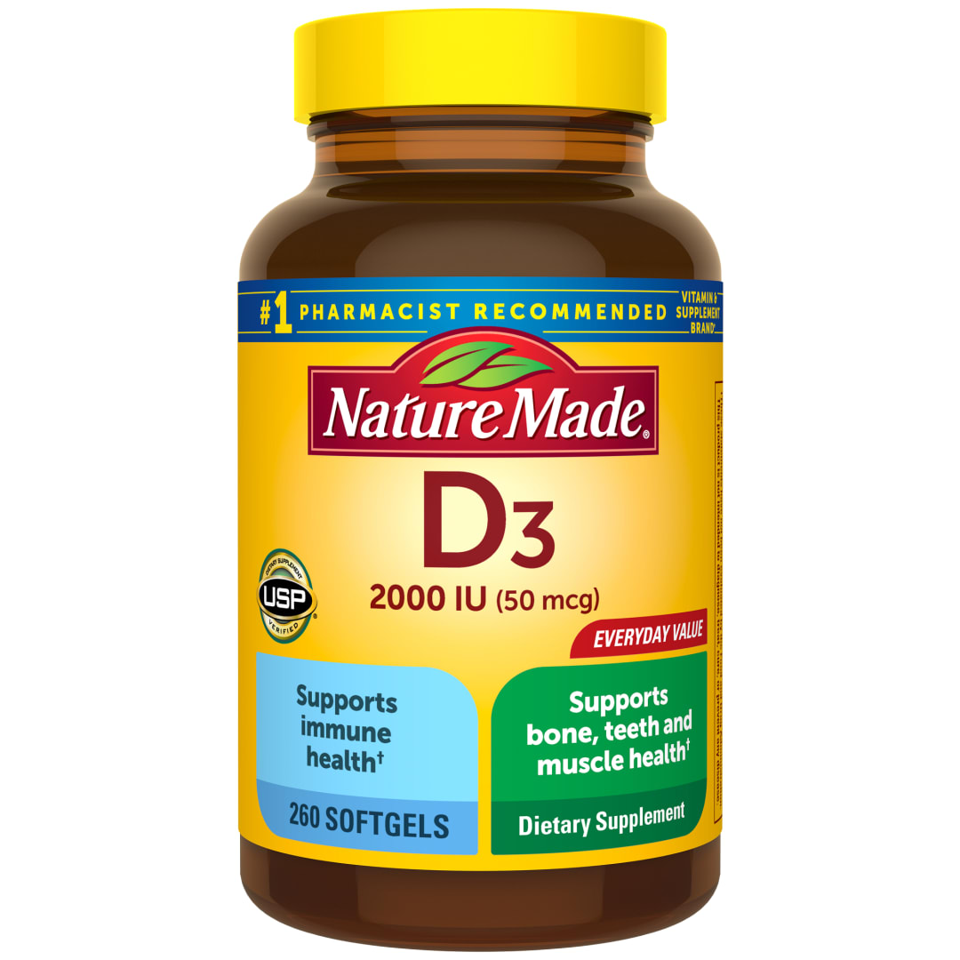 Nature Made Vitamin D3 2000 IU (50 mcg) Softgels, 260 Count