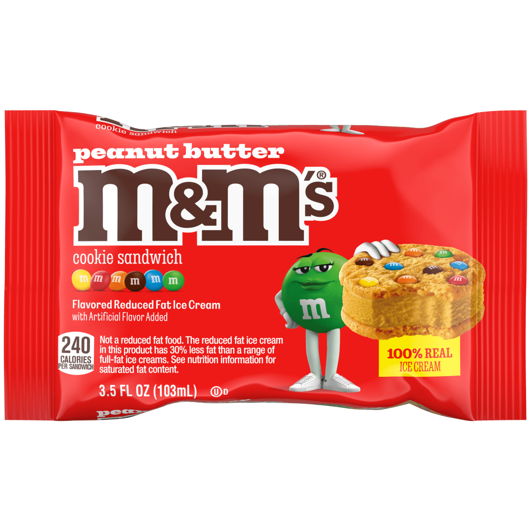 M&M'S Peanut Butter Ice Cream Sugar Cookie Sandwich Dessert, 3.5 Oz