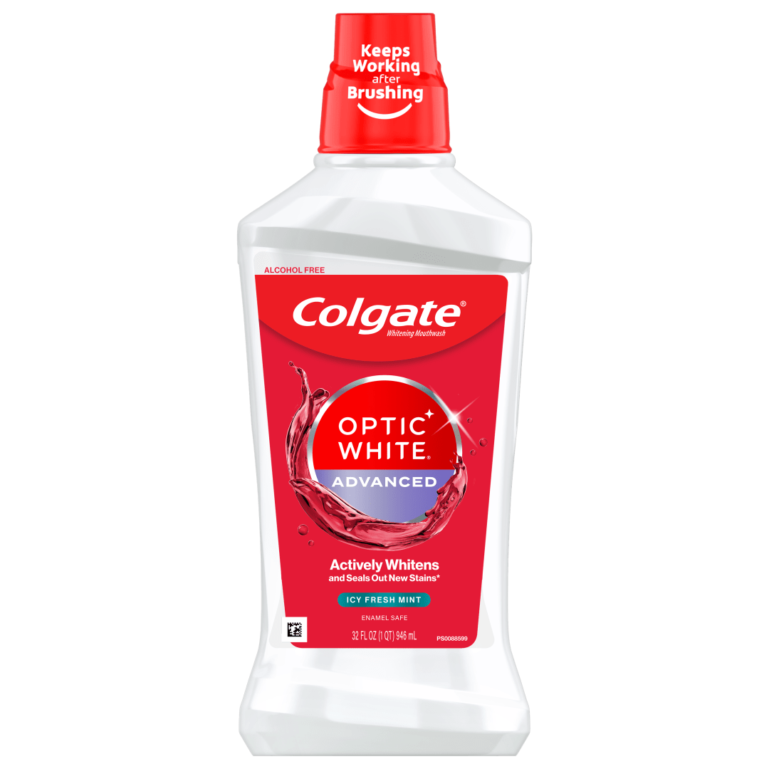 Colgate Optic White Whitening Mouthwash, 2% Hydrogen Peroxide, Fresh Mint - 946 mL, 32 fl.oz. (3 Pack)