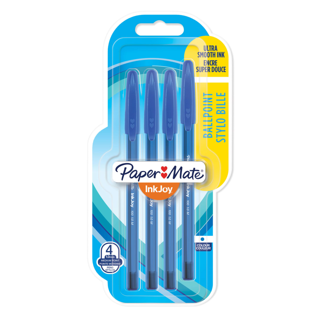 Paper Mate® InkJoy® 100ST Ballpoint Pens | Medium Point (1.0mm) | Blue | 4 Count
