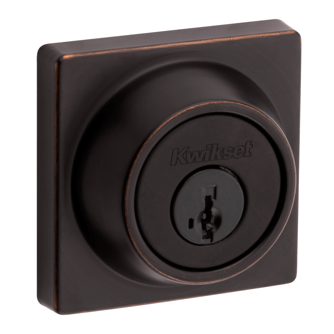 660 Contemporary Square Deadbolt, Keyed One Side, featuring SmartKey Security™ in Venetian Bronze