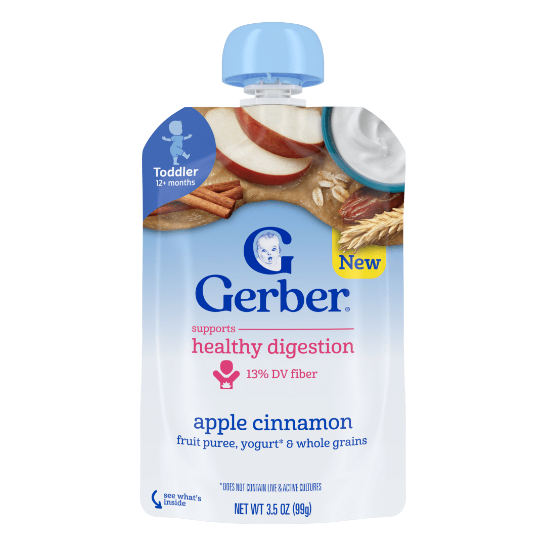 Gerber Toddler Food, Apple Cinnamon, Fruit Puree, Yogurt & Whole Grains Pouches