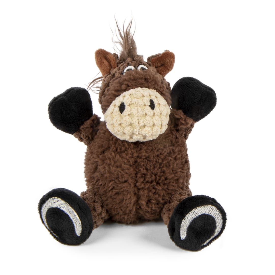 goDog Checkers Sitting Horse Squeaky Plush Dog Toy With Chew Guard Technology, Mini