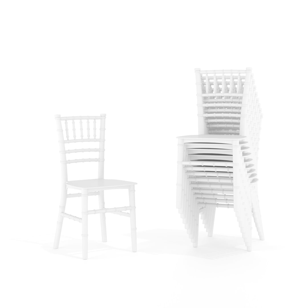 HERCULES Set of 10 Child Size White Chiavari Chairs – Durable Resin Kids Chairs for Weddings, Parties & Everyday Use