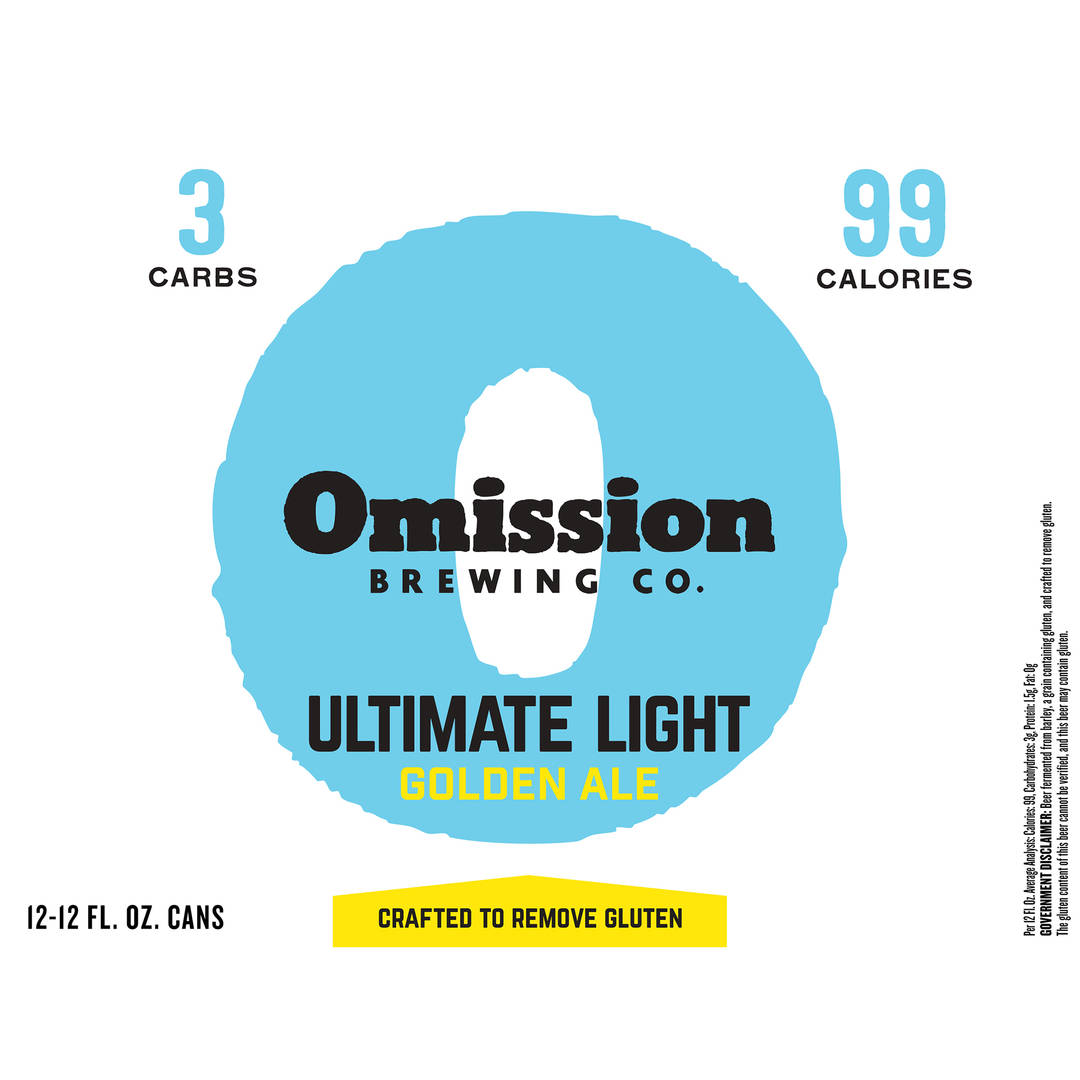 Omission Brewing Co. Ultimate Light Golden Ale, 12 Pack 12 fl. oz. Cans, 4.2% ABV