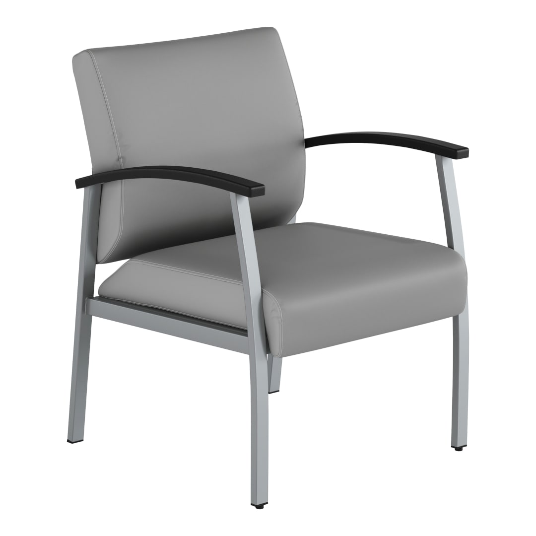 Atrium Guest Chair with Vinyl Upholstery, 275 LB. Weight Capacity, Steel Frame and Durable Plywood Seat Base, Light Gray